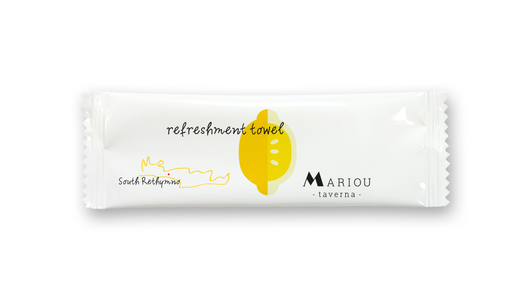 Custom-printed wet wipe flow pack sample — Mariou Taverna